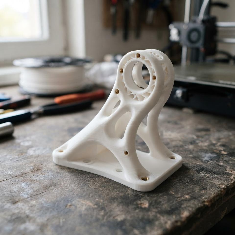 Lightweight 3D printed mechanical bracket with ribbed design